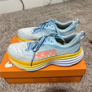 Hoka Sky Blue and Sunburst Yellow Sneakers